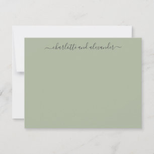Minimalist Script Personalised Couples Jade Green Card