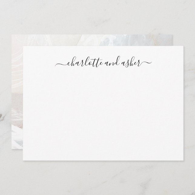 Minimalist Script Personalised Couples  Note Card (Front/Back)