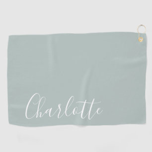 Minimalist Script Personalised Name   Dusty Blue  Golf Towel