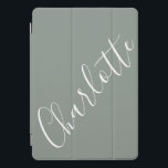 Minimalist Script Personalised Name Sage Grey iPad Pro Cover<br><div class="desc">Minimalist Script Typography Name in French Sage Grey iPad Case</div>