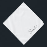 Minimalist Script Personalised Pet Name White Pet Bandana<br><div class="desc">Minimalist white...  personalised with your pet's name in modern script. Background colour,  and text style,  size and colour can be changed,  using the edit menu.</div>