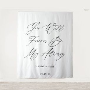 Minimalist Script Personalised Wedding Banner Tapestry