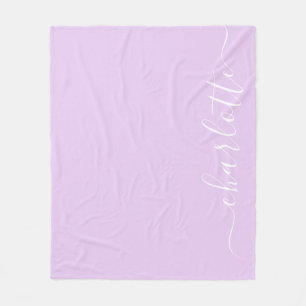 Minimalist Script Personalized Name in Lavender Fleece Blanket