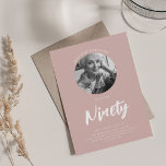 Minimalist Script Photo 90th Birthday Dusty Pink  Invitation<br><div class="desc">An elegant "90th Birthday" party invitation design with personalised photo,  modern typography and custom text.</div>