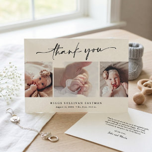 Minimalist Script Photo Baby Thank You Card