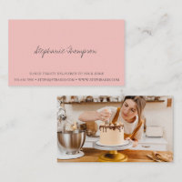 Minimalist Script Photo Blush Pink Bakery Pastry