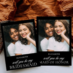 Minimalist Script Photo Bridesmaid Proposal Invitation