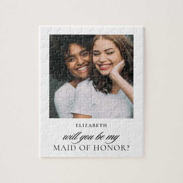 Minimalist Script Photo Bridesmaid Proposal  Jigsaw Puzzle (Vertical)