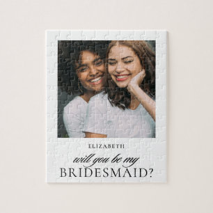 Minimalist Script Photo Bridesmaid Proposal  Jigsaw Puzzle