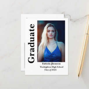 Minimalist script photo graduation invitation  postcard