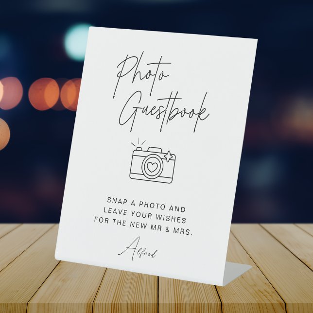 Minimalist Script Photo Guestbook Wedding Sign (Creator Uploaded)