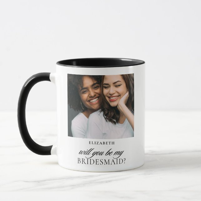 Minimalist Script Photo Maid of Honour Proposal  Mug (Left)
