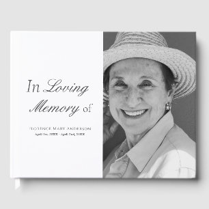 Minimalist Script Photo Memorial Funeral Guest Book