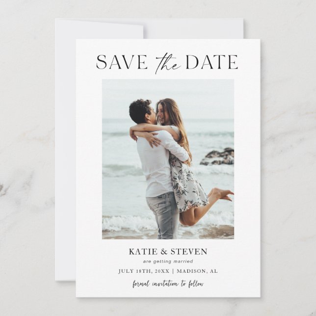 Minimalist Script Photo Save The Date (Front)