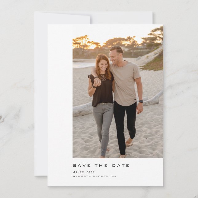 Minimalist Script Photo  Save The Date (Front)