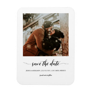 Minimalist Script Photo Save The Date Magnet