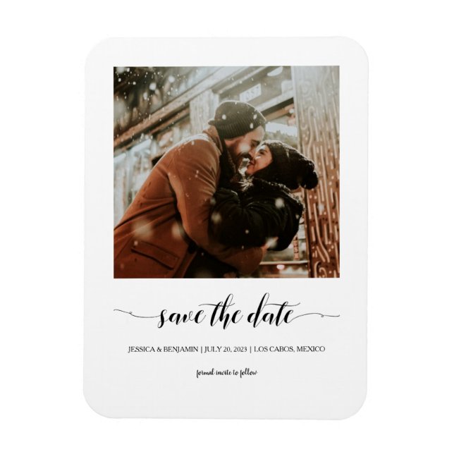 Minimalist Script Photo Save The Date Magnet (Vertical)