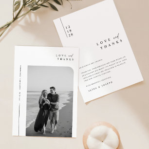 Minimalist Script Photo Wedding Thank You Card