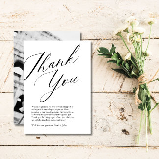 Minimalist Script Photo Wedding Thank You Card