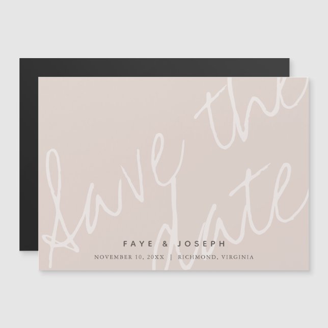 Minimalist Script Pink Beige Script Save the Date Magnetic Invitation (Front/Back)