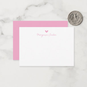 Minimalist Script Pink Heart Personalised Card