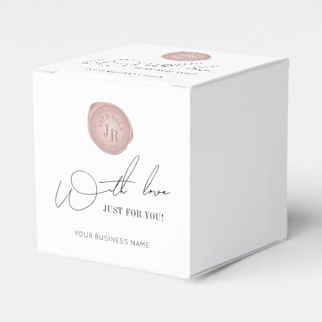 Minimalist Script Pink Wax Stamp Business Monogram Favour Box (Front Side)