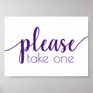 Minimalist Script Please Take One Table Sign