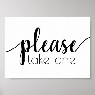 Minimalist Script Please Take One Table Sign