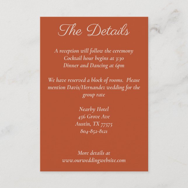 Minimalist Script Pumpkin Spice Details Card (Front)