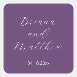 Minimalist Script Purple Square Sticker