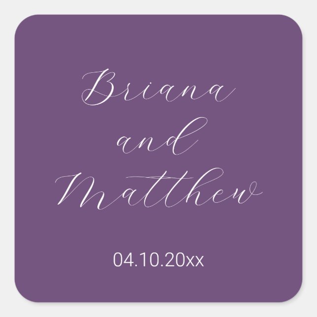 Minimalist Script Purple Square Sticker (Front)