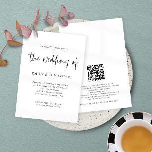 Minimalist Script QR Code Any Colour Wedding  Invitation