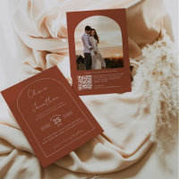 Minimalist Script QR Code Arch Frame Photo Wedding
