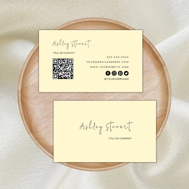 Minimalist Script Qr Code Professional Groovy Business Card (Creator Uploaded)