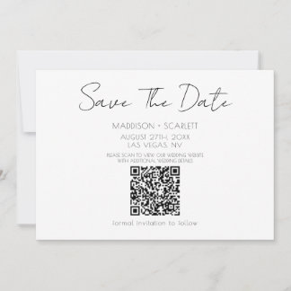 Minimalist Script QR Code Save The Date Invitation