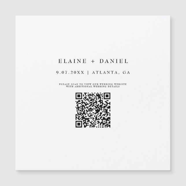 Minimalist Script QR Code Save The Date Magnet (Front)