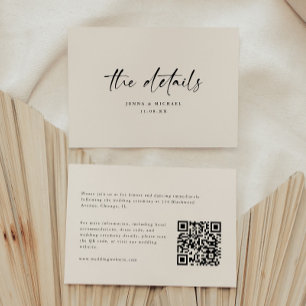Minimalist Script QR Code Wedding Details Enclosure Card
