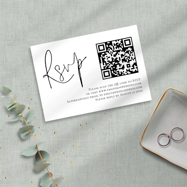 Minimalist Script QR Code Wedding RSVP (Creator Uploaded)