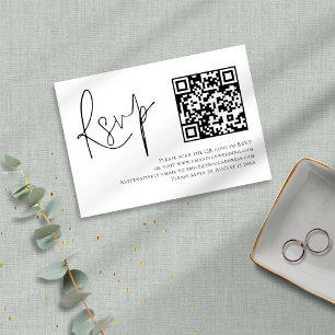 Minimalist Script QR Code Wedding RSVP Card