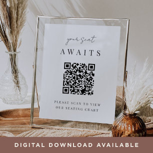 Minimalist Script QR Code Wedding Seating Chart