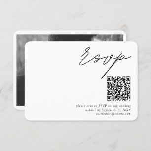 Minimalist Script QR Code Wedding Small RSVP Enclosure Card