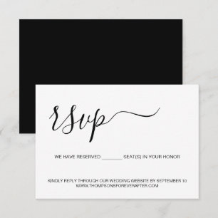 Minimalist script Reserved Seat Wedding Website RSVP Card