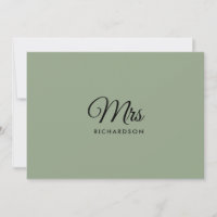 Minimalist Script Sage Green Mrs. Surname Blank