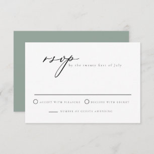 Minimalist Script Sage Green RSVP Card