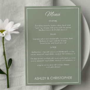 Minimalist Script Sage Green Wedding Reception Menu