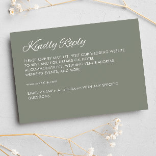 Minimalist Script Sage Green Wedding RSVP Card