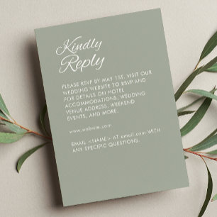 Minimalist Script Sage Green Wedding RSVP Card