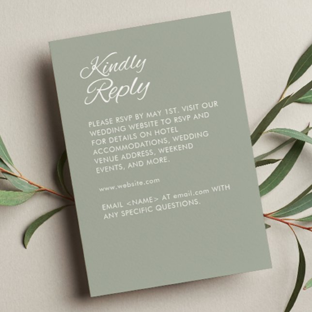Minimalist Script Sage Green Wedding RSVP Card (Creator Uploaded)