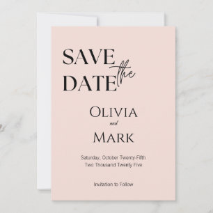 Minimalist Script Save the Date   Elegant Blush