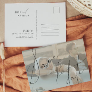 Minimalist Script Save The Date Invitation Postcar Postcard